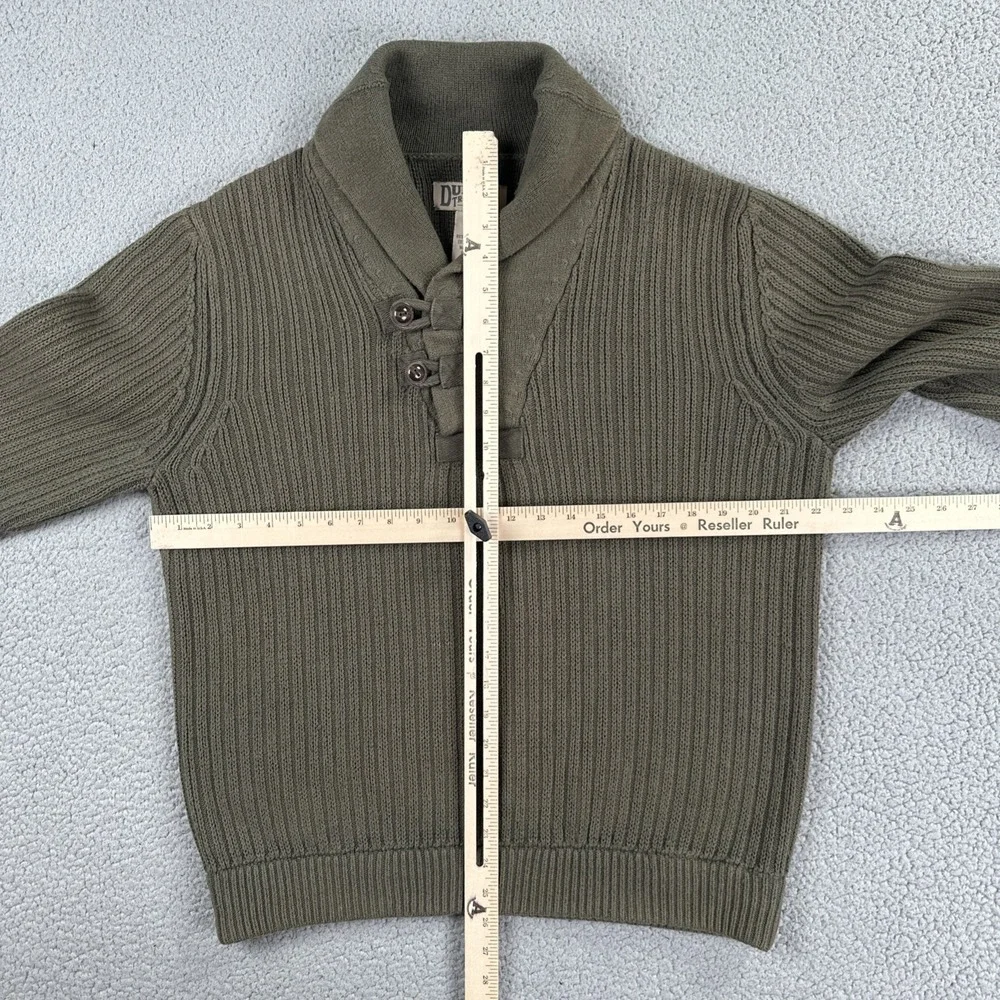 Duluth Trading Co Shawl Collar Infantry Sweater Men Medium Green Cotton Wool